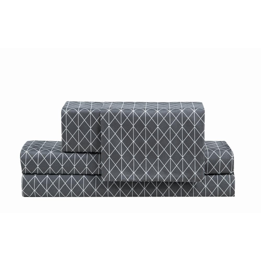 Blue Parisian Reversible Microfiber Queen Bed in a Bag Set