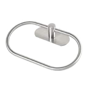 Self-Adhesive Wall Mounted Bath Towel Ring Holder 7.97 in for Bathroom and Kitchen, Silver