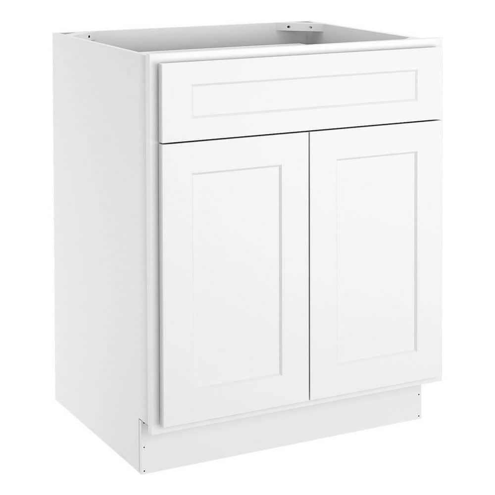 HOMEIBRO 27 in.W x 24 in.D x 34.5 in.H in Shaker White Plywood Ready to ...