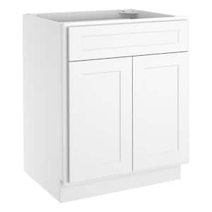 27 in.W x 24 in.D x 34.5 in.H in Shaker White Plywood Ready to Assemble Base Kitchen Cabinet with 1-Drawer 2-Doors