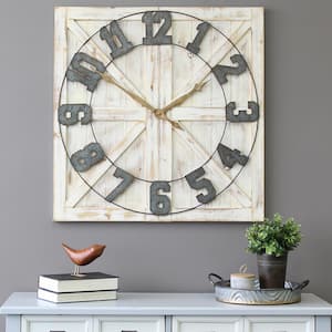 White Rustic Farmhouse Wall Clock