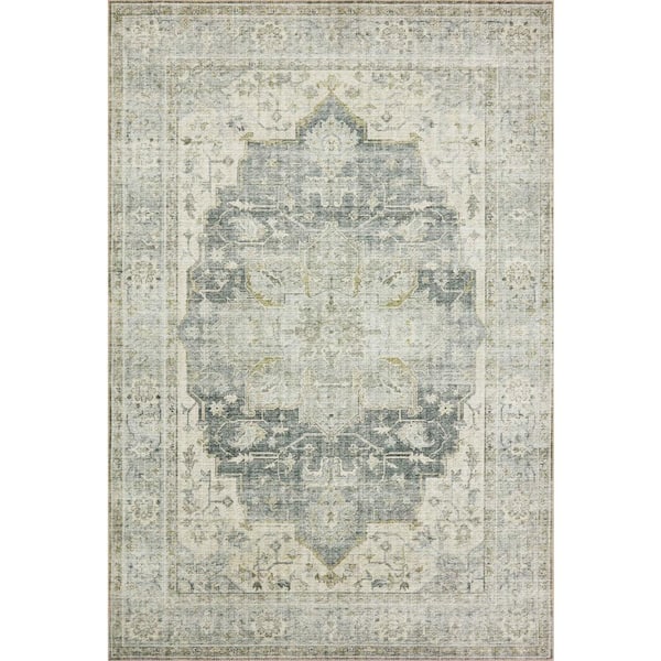 Loloi Skye Charcoal/Dove 3 ft. 6 in. x 5 ft. 6 in. Printed Boho Vintage Area Rug