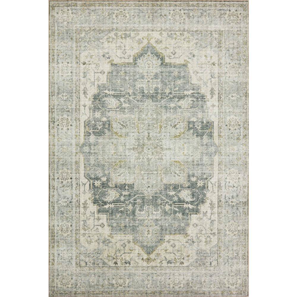 LOLOI II Skye Charcoal/Dove 3 ft. 6 in. x 5 ft. 6 in. Printed Boho Vintage Area Rug SKYESKY
