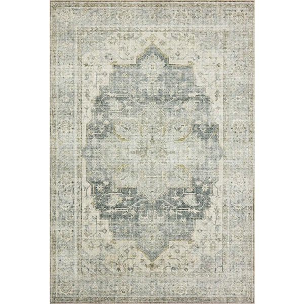 LOLOI II Skye Charcoal/Dove 7 Ft. 6 In. x 9 Ft. 6 In. Printed Boho Vintage Area Rug