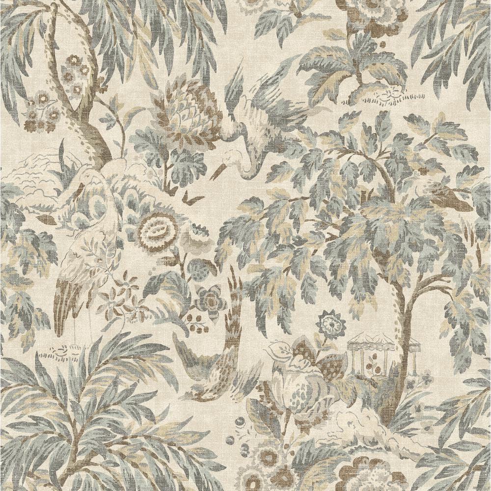 Stone Scenic Botanical Peel and Stick Vinyl Wallpaper