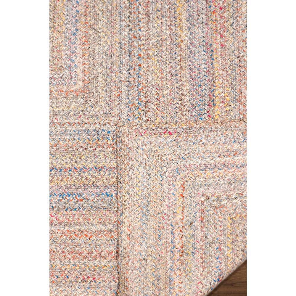 Lagos Round Multicolor Braided Synthetic Geometric Rug