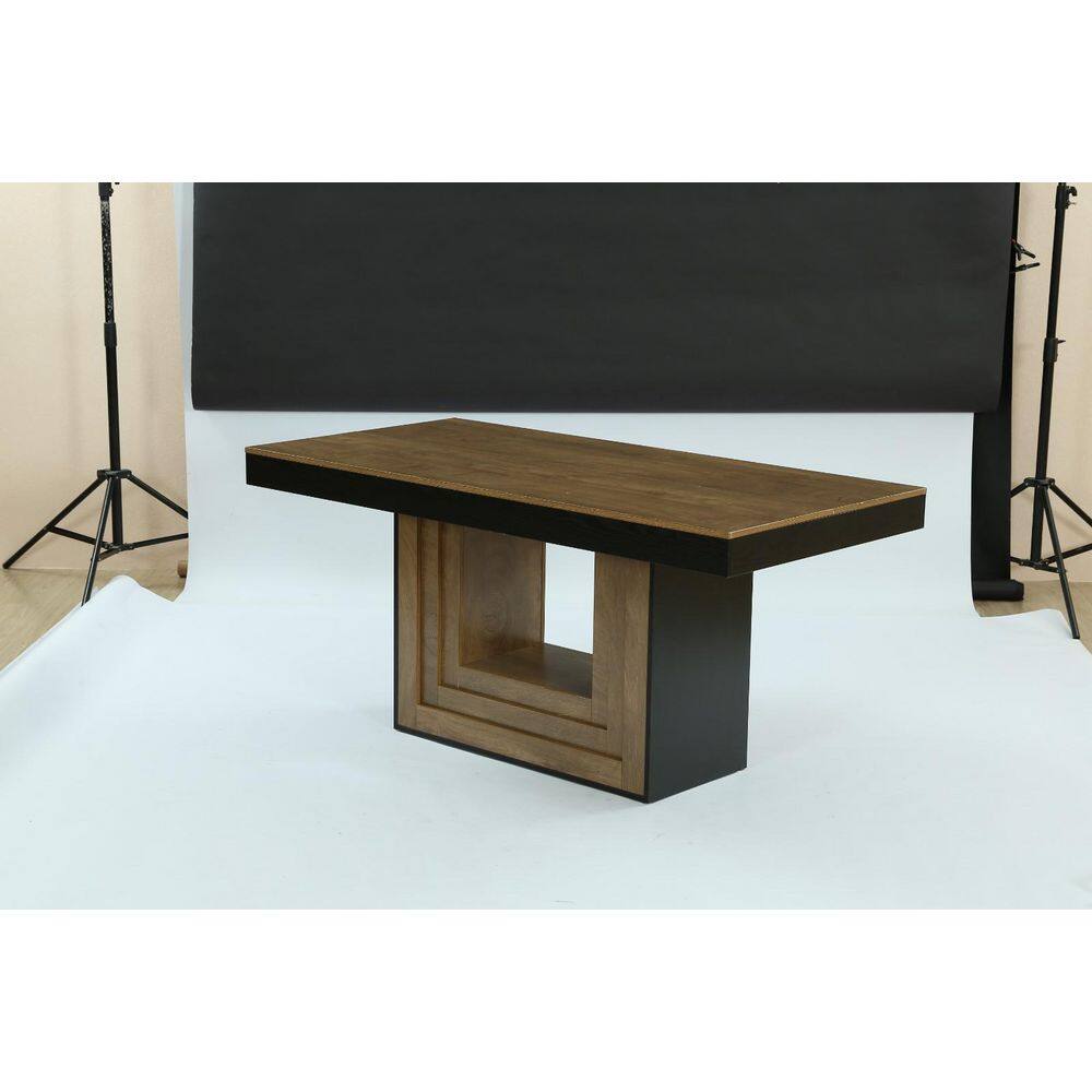 Natural Rectangle 63 in. Wood Dining Table Seats 6, Farmhouse Kitchen Table with Storage Shelf for Dining Room, Banquet price history on PriceWatchPro