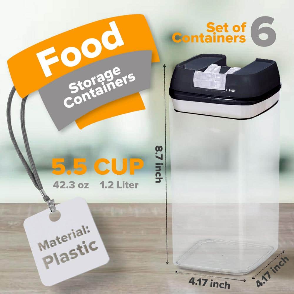 Black BPA-Free Plastic Airtight Food Storage Containers Set
