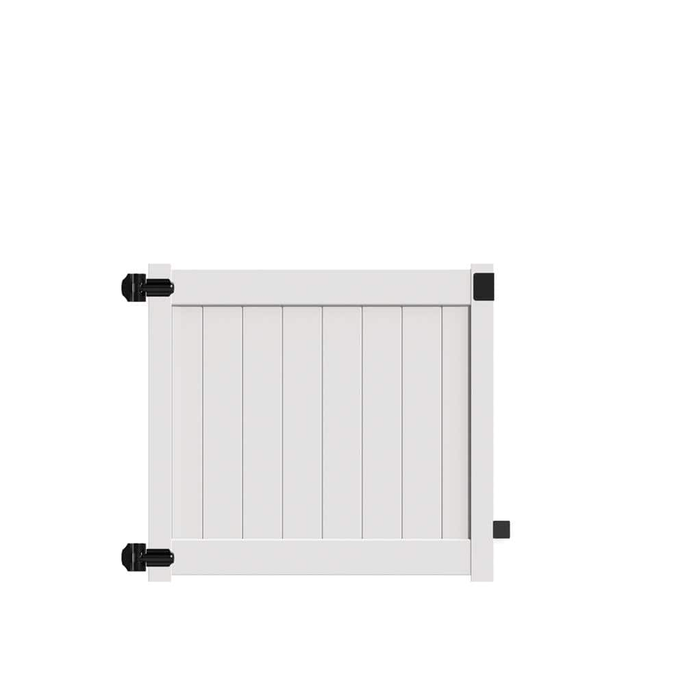 Barrette Outdoor Living Bryce and Washington Series 5 ft. W x 4 ft. H White Vinyl Drive Fence Gate Kit