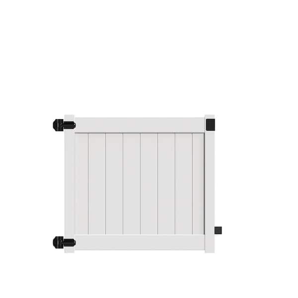 Barrette Outdoor Living Bryce and Washington Series 5 ft. W x 4 ft. H White Vinyl Drive Fence Gate Kit