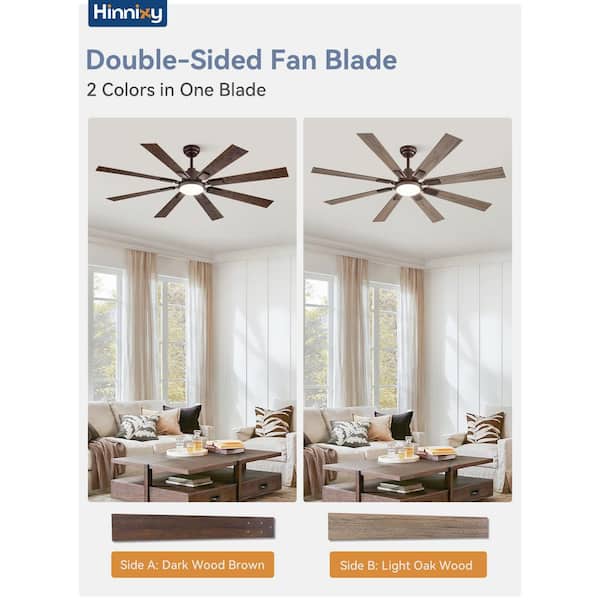 HINNIXY 62 in. Indoor Bronze 3-Colors LED 6-Speeds