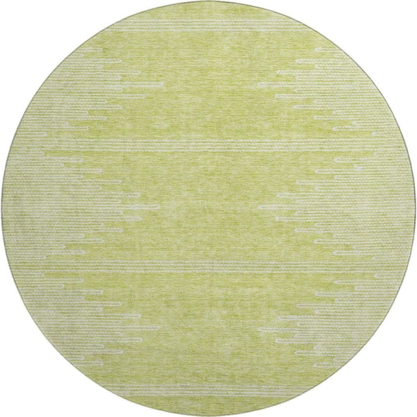 Addison Rugs Mayfield Premium Machine Washable Indoor/Outdoor Geometric AMF647 Aloe 8 ft. x 8 ft. Round Area Rug