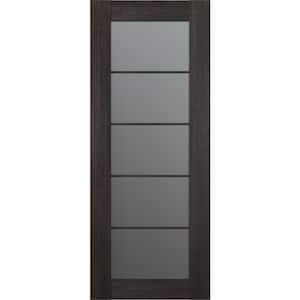 Vona_5 18 in. W x 80 in. H Solid Composite Core 5 Lite Frosted Glass Veralinga Oak Prefinished Wood Interior Door Slab