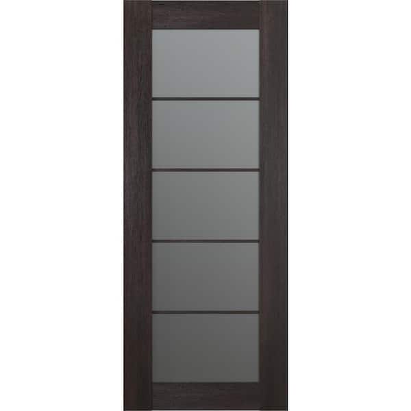 Belldinni Vona_5 28 in. W x 80 in. H Solid Composite Core 5 Lite Frosted Glass Veralinga Oak Prefinished Wood Interior Door Slab
