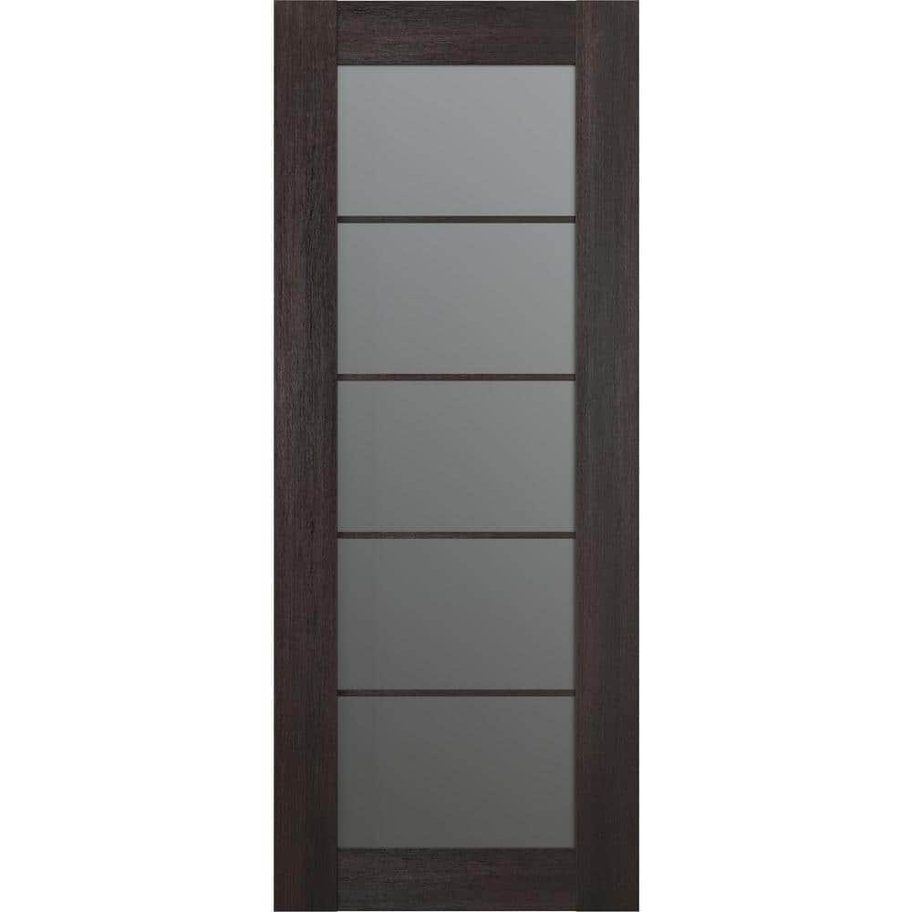 Vona_5 36 in. W x 80 in. H Solid Core 5 Lite Frosted Glass Veralinga Oak Prefinished Wood Interior Door Slab price history on PriceWatchPro