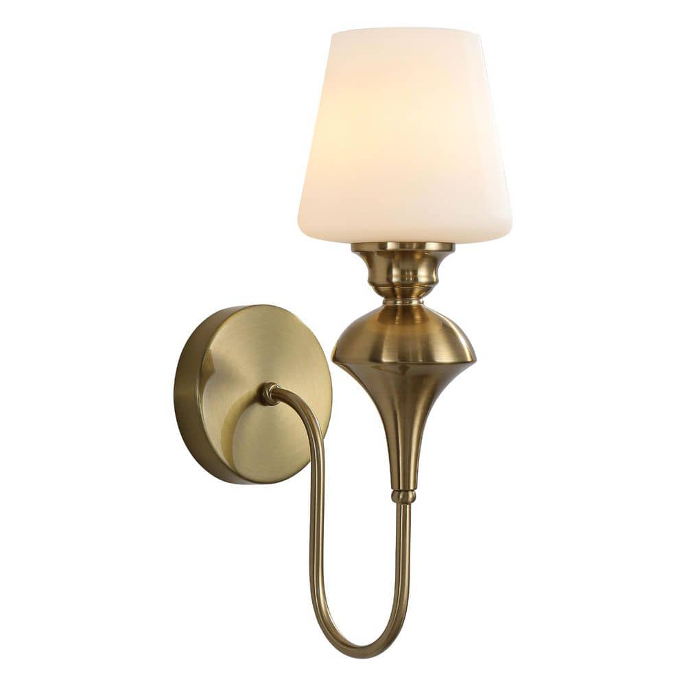 Luce 9.1 in. 1-Light Gold Bathroom Vanity Light with Bell Frosted Glass Shades Damp Location Wall Sconce price history on PriceWatchPro