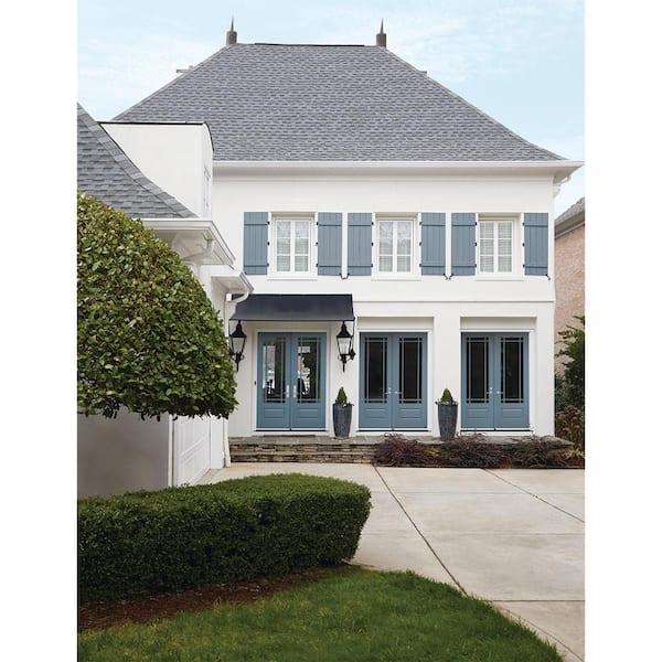 36 in. x 80 in. Left-Hand 9 Lite Clear Glass Colony Painted Fiberglass Prehung Front Door with Brickmould