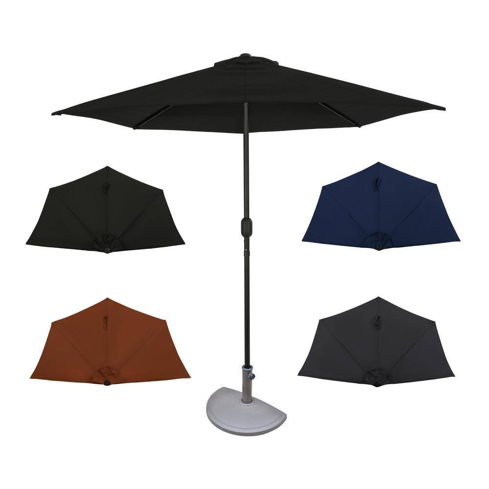 Lanai 9-Ft Slate Gray Half Patio Umbrella with Polyester Canopy