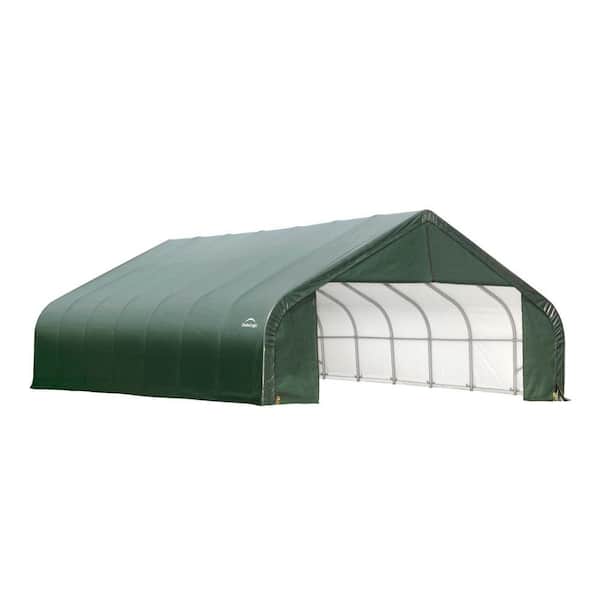 ShelterLogic 28 ft. W x 28 ft. D x 16 ft. H Steel and Polyethylene Garage Without Floor in Green with Corrosion-Resistant Frame