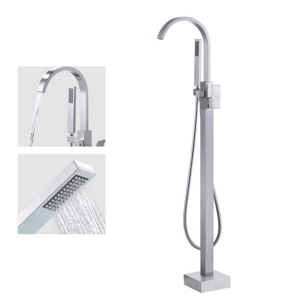 Single-Handle Freestanding Tub Faucet with Hand Shower in. Brushed Nickel