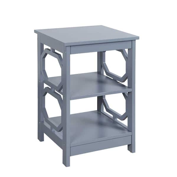 Convenience Concepts Omega 15.75 in. W x 23.75 in. H Gray Square Wood End Table with Shelves