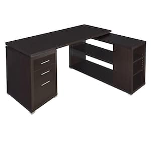 47.3 in. L-Shaped Brown 3-Drawer Computer Desks with Built-In Storage