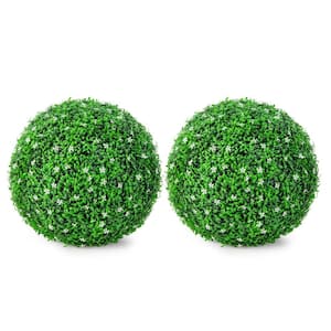 Costway 2-Pcs 15.7 in. Green Artificial Boxwood Topiary Balls UV Protected Indoor Outdoor