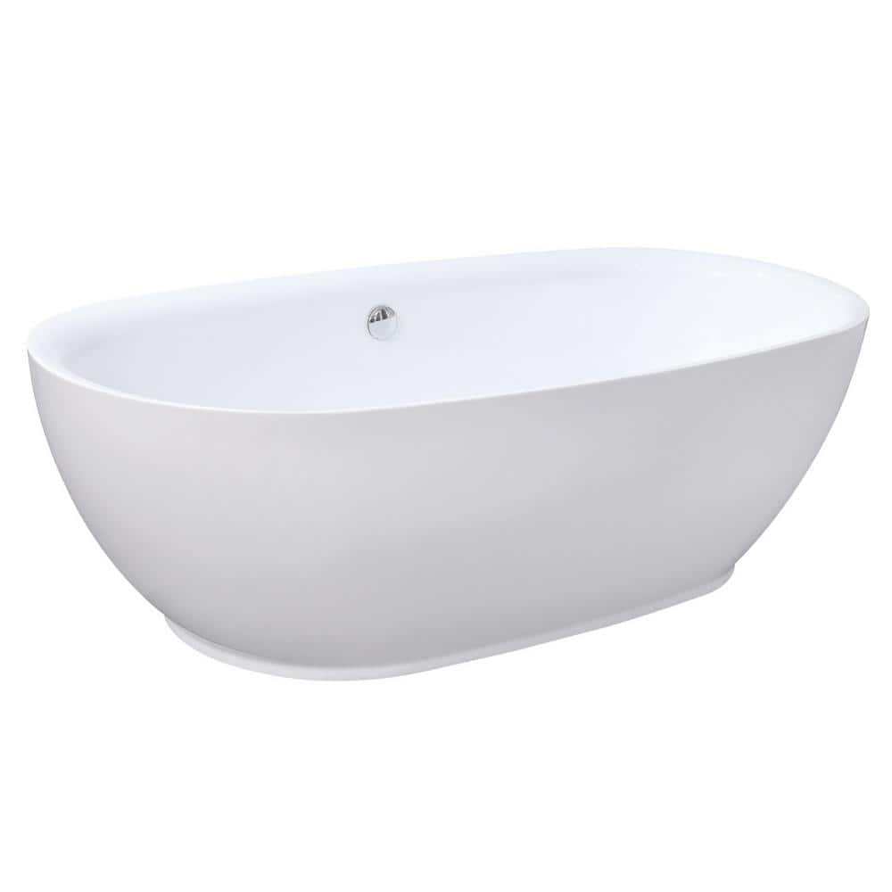 Aqua Eden 71 in. x 33 in. Acrylic Freestanding Soaking Bathtub in White with Drain -  Kingston Brass, HVTDE713321BA