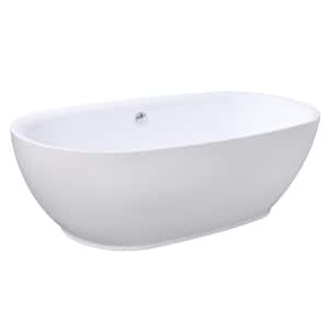 Aqua Eden 71 in. x 33 in. Acrylic Freestanding Soaking Bathtub in White with Drain