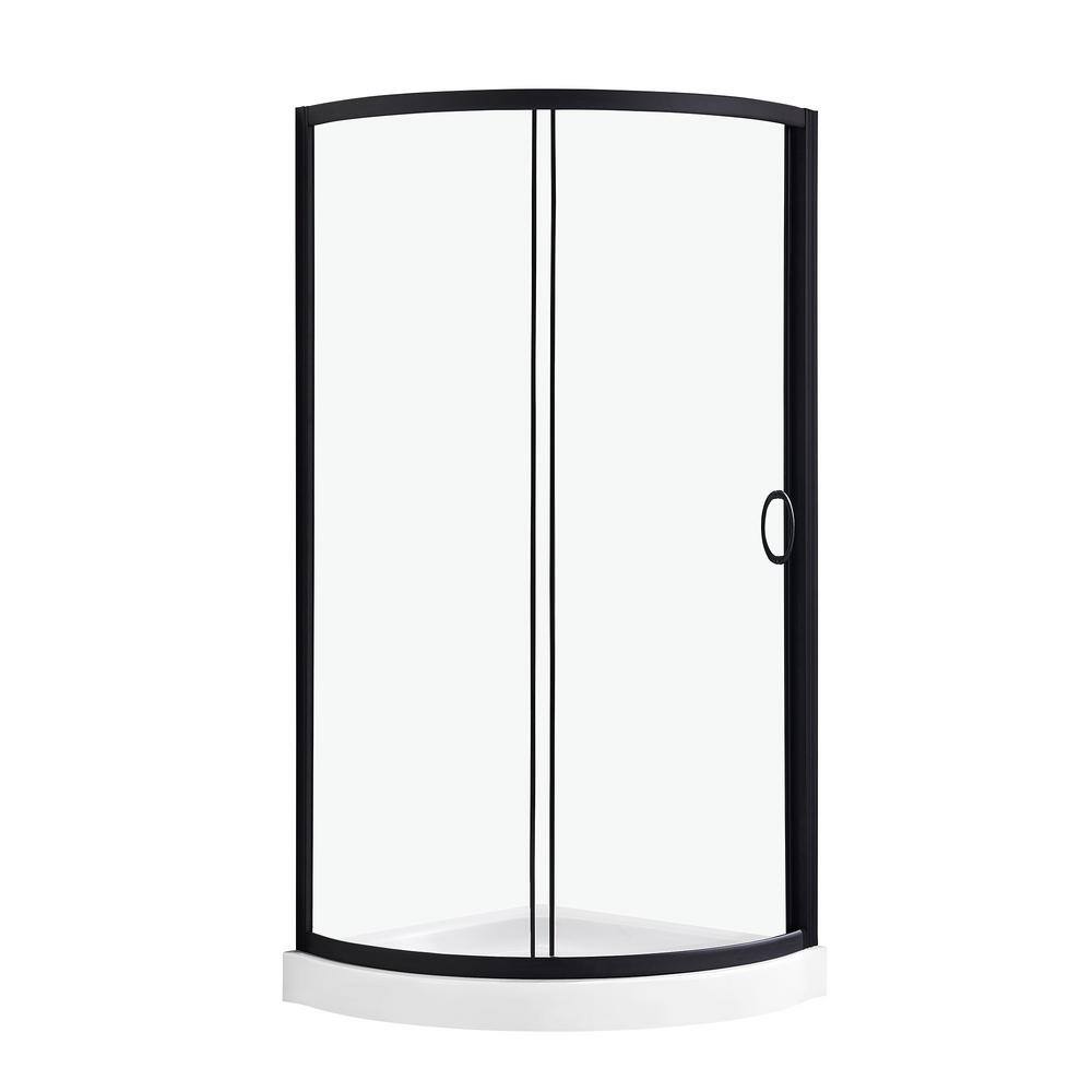 Breeze 35" Black Curved Corner Shower Kit with Clear Glass