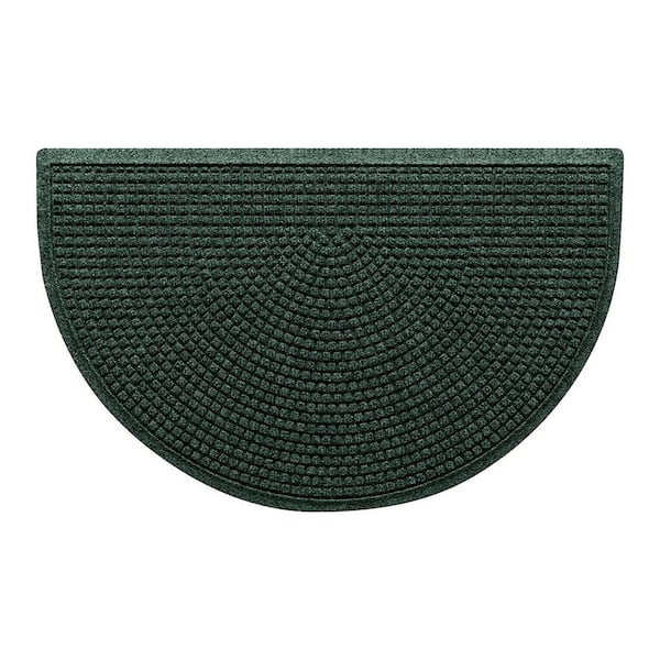Bungalow Flooring Waterhog Squares 24 in. x 39 in. Indoor Outdoor PET Polyester Half Round Doormat Evergreen