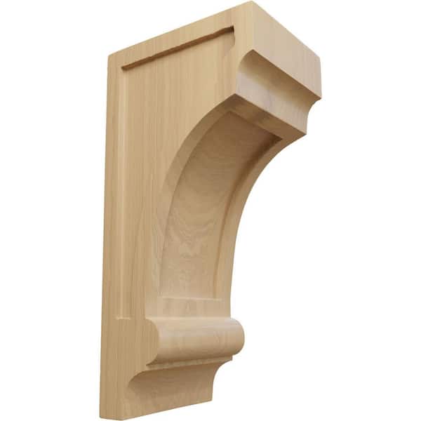 Ekena Millwork 7 in. x 5-1/2 in. x 14 in. Unfinished Wood Cherry Diane Recessed Wood Corbel