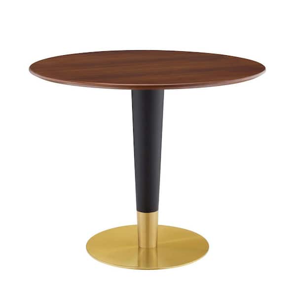 MODWAY Zinque 36 in. Gold Walnut Dining Table