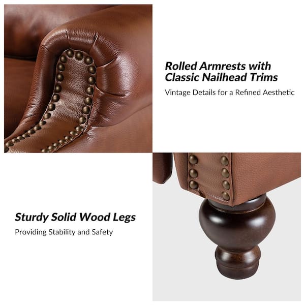 ●ONE BRILLIANT● ReeseOB490Brown Reese-OB490-Brown JAYDEN CREATION Elisabete Modern Retro Brown Nail Head Trim