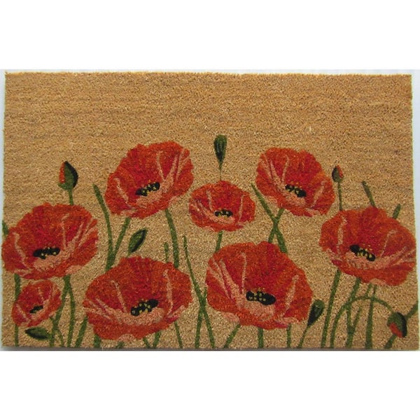 Vinyl Back Mat Poppy 36 in. x 24 in. Coir Door Mat