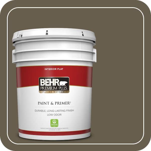 BEHR PREMIUM PLUS 5 gal. #N320-7 Primitive Flat Low Odor Interior Paint & Primer