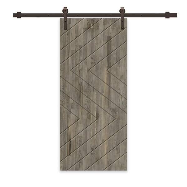 CALHOME 24 in. x 80 in. Weather Gray Stained Pine Wood Modern Interior Sliding Barn Door with Hardware Kit