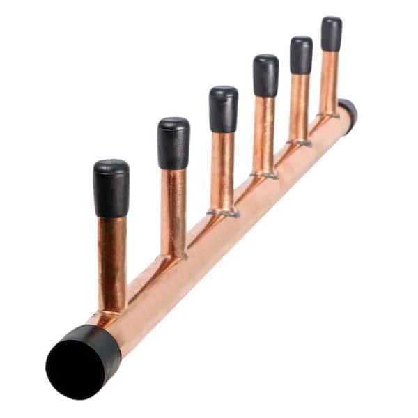 1-1/4 in. x 3/4 in. 6 Branch Copper Manifold Type L-4 in. On Center