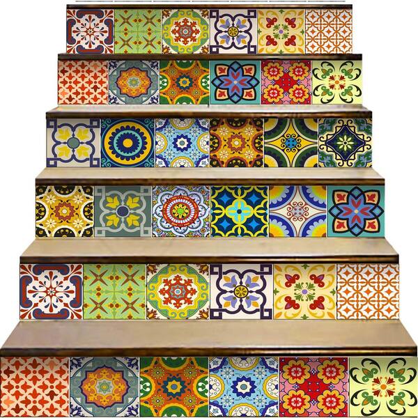 Mi Alma Talavera Tile Stickers - 24 Peel & Stick Wall Decals For Bathroom & Kitchen (4x4 Inch, Brown Star) - View #8