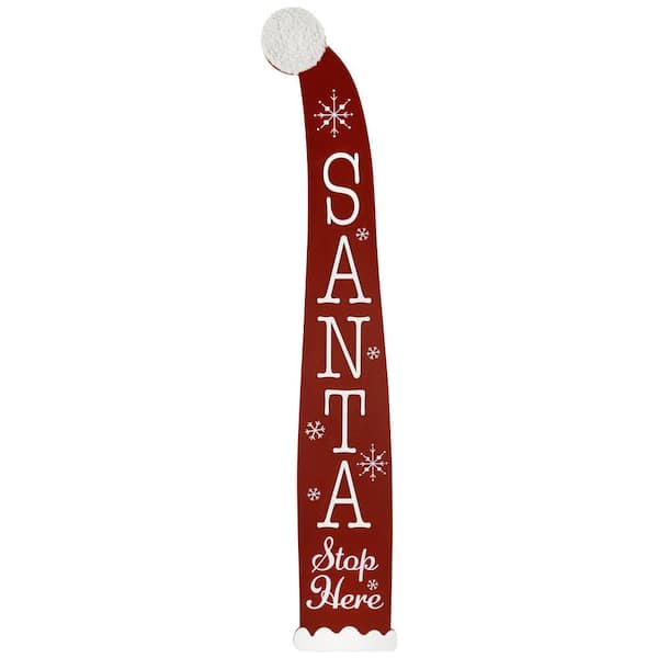 Northlight Santa Stop Here Christmas Hat Porch Sign - 35 in.