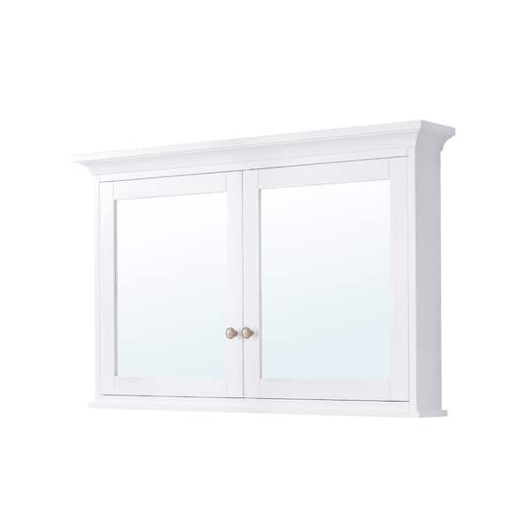 ANGELES HOME 48 in. W x 30 in. H Rectangular Solid Wood Frame Bathroom Medicine Cabinet with Mirror