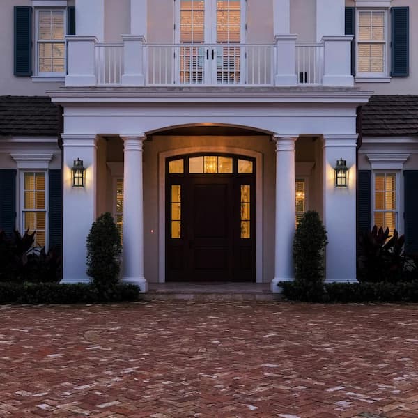 Matte Black Motion Sensing Outdoor Hardwired Wall Lantern Scone Dusk to Dawn Exterior Light with No Bulbs Included