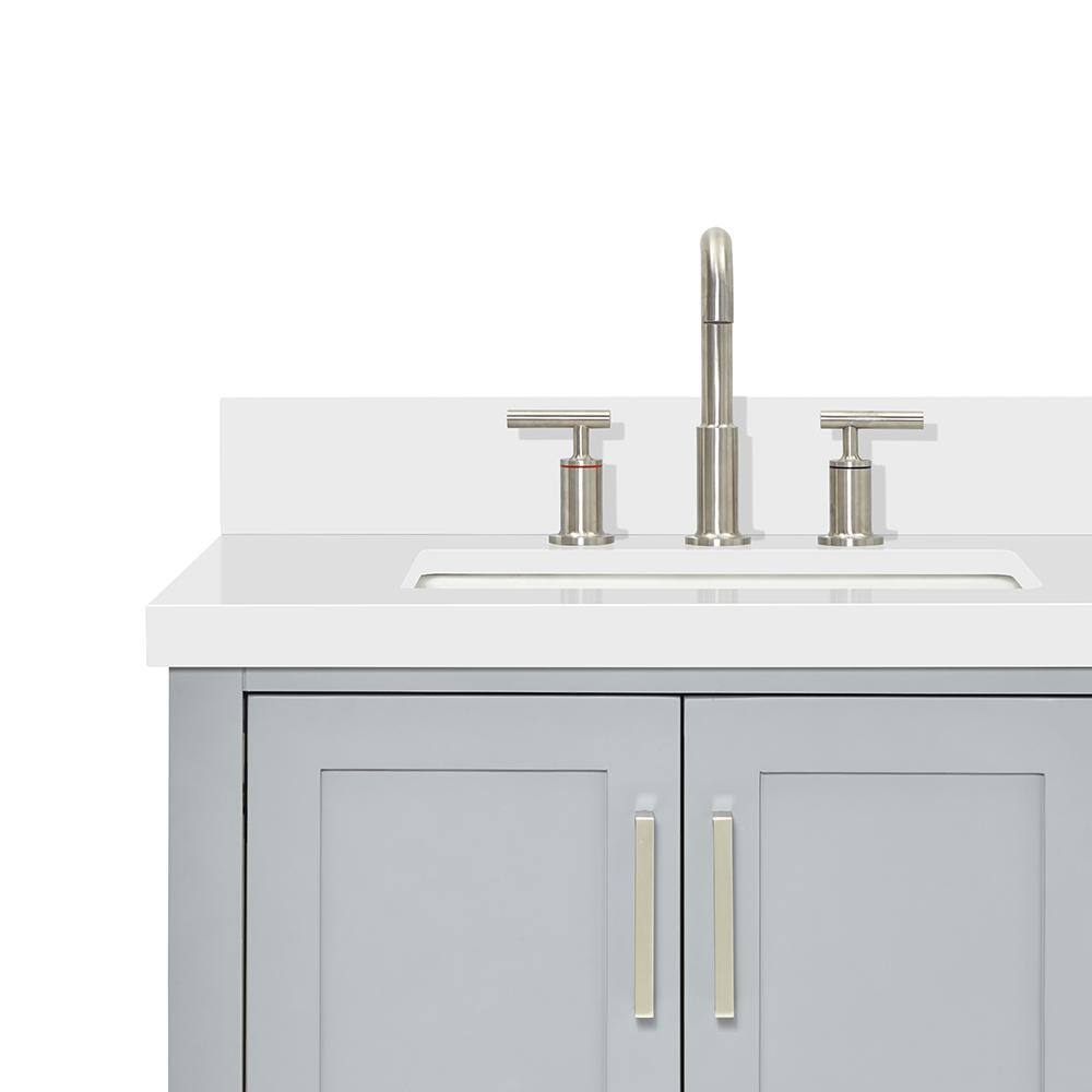 Magnolia 73" Grey Double Sink Vanity with White Quartz Top