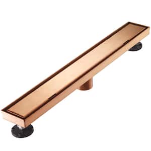 30 in. Linear Stainless Steel Shower Drain with Tile Insert in Rose Gold