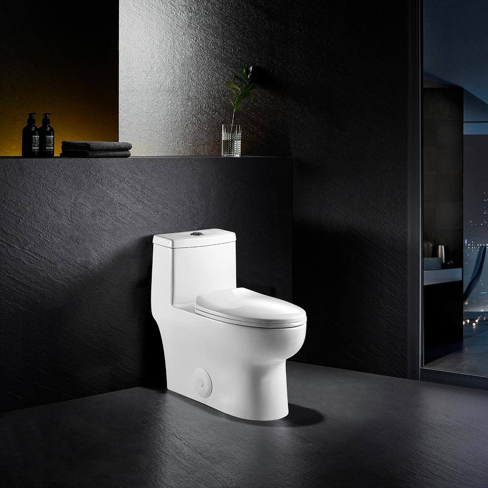 White High Efficiency Dual Flush Elongated One-Piece Toilet