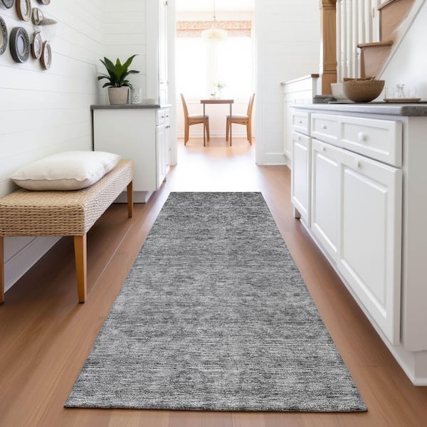 Mayfield Premium Machine Washable Abstract AMF1170 Gray 2 ft. 3 in. x 7 ft. 6 in. Runner Rug
