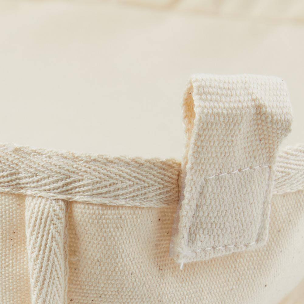 Tan Linen Closet Basket Liner with Velcro Tabs