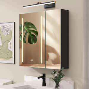 30 in. W x 30 in. H Rectangular Black Aluminum Surface Mount Bathroom Dimmable Lighted Medicine Cabinet with Mirror
