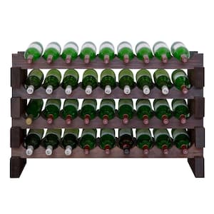 36 Bottle, 4 x 9 Bottle Modular Wine Rack, Stained