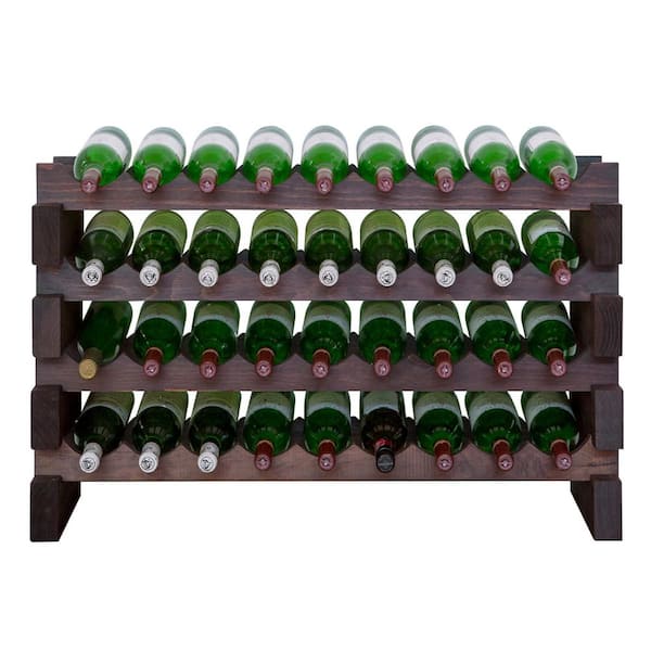 36 Bottle, 4 x 9 Bottle Modular Wine Rack, Stained